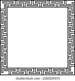 Monochrome vector graphic 
 of a Grecian style frieze picture frame with a letter T motif