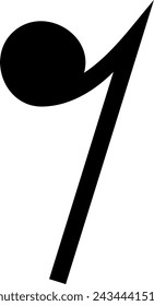 Monochrome vector graphic of a quaver rest as used in sheet music to represent the notes in a song