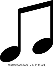 Monochrome vector graphic of two quaver notes joined by a beam as used in sheet music to represent the notes in a song