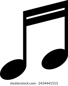 Monochrome vector graphic of two semiquavers joined by two beams as used in sheet music to represent the notes in a song