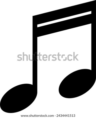 Monochrome vector graphic of two semiquavers joined by two beams as used in sheet music to represent the notes in a song