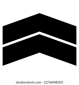 Monochrome vector graphic of two upward pointing chevrons