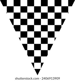 Gráfico vectorial monocromo de un cuadrado blanco superpuesto con una forma triangular a cuadros