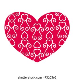 Monochrome vector heart with design