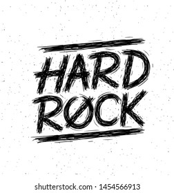 monochrome vector hipster retro crest, badge , label, logo "Hard rock" for poster, flayer or t-shirt print with lettering, lightning