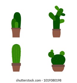 monochrome vector icons with cactus for your design