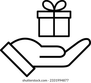 
Monochrome Vector Icons of Gift Box and Hand