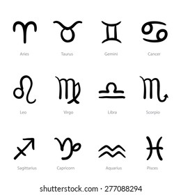 monochrome vector icons zodiac on a white background