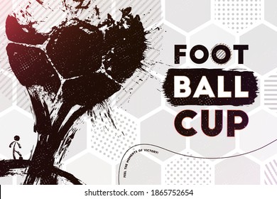 Monochrome vector illustration of abstract street football background with grunge soccer ball print