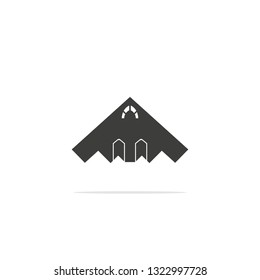 Monochrome vector illustration of a airplane icon , isolated on a white background.