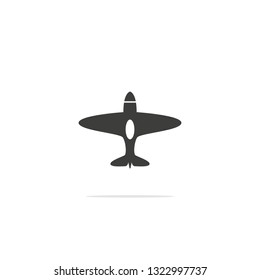 Monochrome vector illustration of a airplane icon , isolated on a white background.