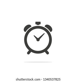 Monochrome vector illustration alarm clock icon isolated on white background.