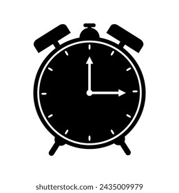 Monochrome vector illustration alarm clock icon isolated on white background