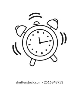 Icono monocromo del despertador de la Ilustración vectorial aislado en el fondo blanco.