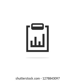 Monochrome vector illustration of a analytics document icon.