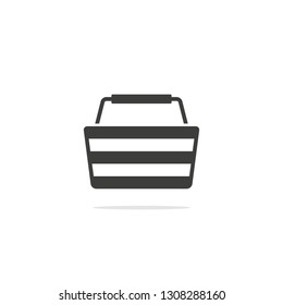 Monochrome vector illustration of a basket icon, isolated on a white background.