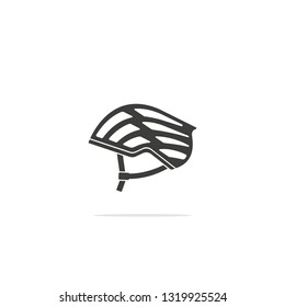 Monochrome vector illustration of a bicycle helmet, isolated on a white background.