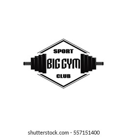 Monochrome Vector illustration Big Gym logo or emblem isolated on white background.