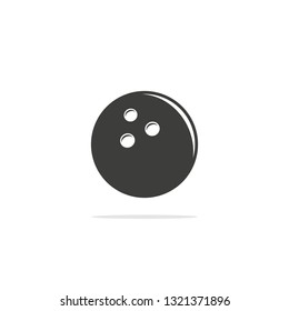 Monochrome vector illustration of a bowling ball, isolated on a white background.