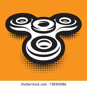 Monochrome vector illustration with a child hand spinner.