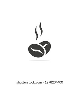 Monochrome vector illustration of a coffee bean icon.