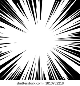 Ilustración vectorial monocroma de la explosión cómica, ilustración vectorial plana simple