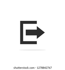 Monochrome vector illustration of a exit icon. Logout and output, outlet, out symbol.