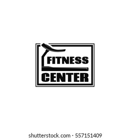 Monochrome Vector illustration Fitness center logo or emblem isolated on white background. 