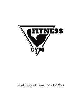 Monochrome Vector illustration Fitness Gym logo or emblem isolated on white background. 