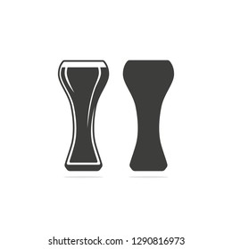 Monochrome vector illustration of a glass of beer icon in two versions, isolated on a white background.