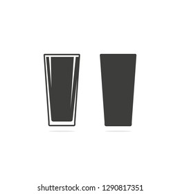 Monochrome vector illustration of a glass of beer icon in two versions, isolated on a white background.