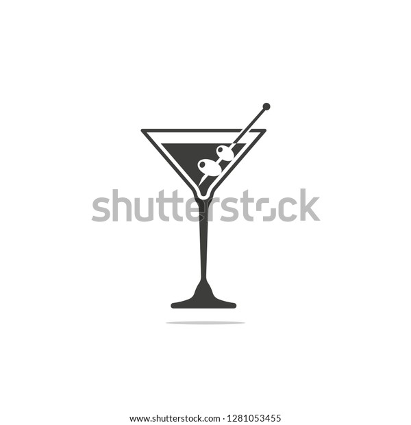 Monochrome Vector Illustration Icon Martini Olive Stock Vector (Royalty