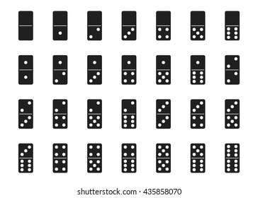 Monochrome vector illustration: isolated double-six (28 pieces) black dominoes set