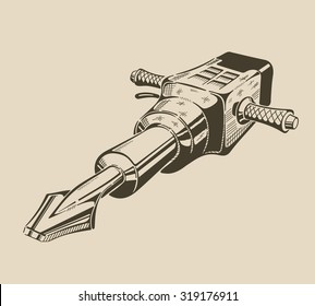 It is monochrome vector illustration of jackhammer.