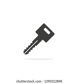 Monochrome vector illustration of a key, isolated on a white background.