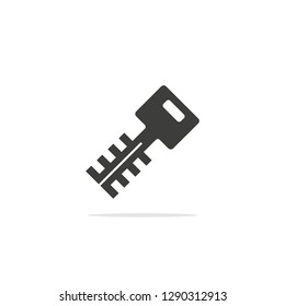 Monochrome vector illustration of a key, isolated on a white background.