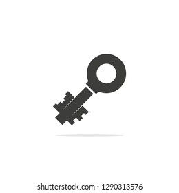 Monochrome vector illustration of a key, isolated on a white background.