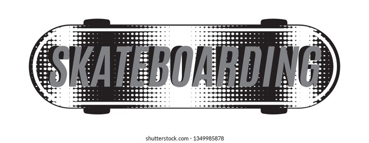 Monochrome vector illustration on the theme of skateboarding.