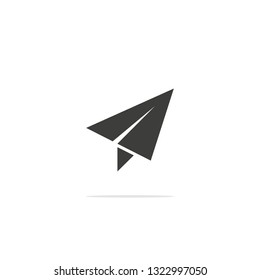 Monochrome vector illustration of a Paper plane icon icon , isolated on a white background.