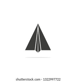 Monochrome vector illustration of a Paper plane icon icon , isolated on a white background.