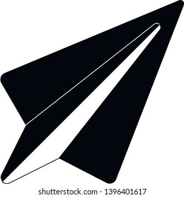 Monochrome vector illustration of a Paper plane icon icon , isolated on a white background.