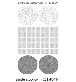 monochrome vector illustration with Phaistos disc for your design