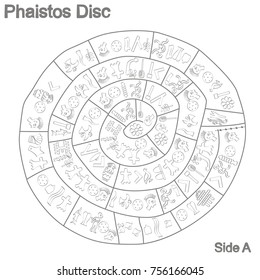 monochrome vector illustration with Phaistos disc for your design