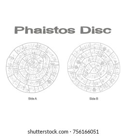 monochrome vector illustration with Phaistos disc for your design