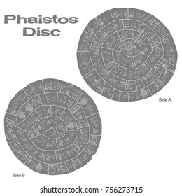 monochrome vector illustration with Phaistos disc for your design