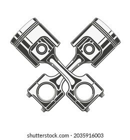 Monochrome vector illustration of pistons isolated on white background.