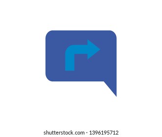 Monochrome vector illustration of a reply, respond to message or chat arrow, isolated on a white background. - Vector 