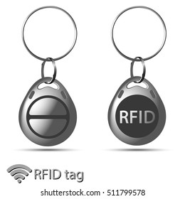 Monochrome vector illustration of RFID tag (Radio frequency identification tag).