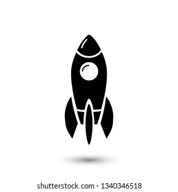 Monochrome vector illustration of rocket icon isolated on white background
