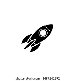 Monochrome vector illustration of rocket icon isolated on white background
